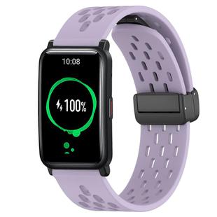 For Honor Watch ES 20mm Folding Magnetic Clasp Silicone Watch Band(Purple)