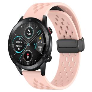 For Honor MagicWatch2 42mm 20mm Folding Magnetic Clasp Silicone Watch Band(Pink)