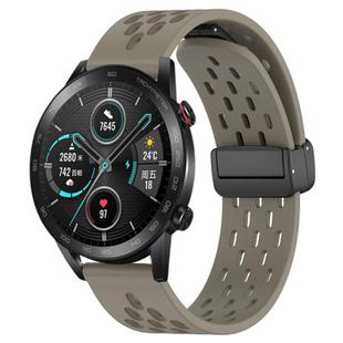 For Honor MagicWatch2 42mm 20mm Folding Magnetic Clasp Silicone Watch Band(Space Ash)