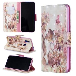 3D Colored Drawing Pattern Horizontal Flip Leather Case for Xiaomi Redmi 7, with Holder & Card Slots & Wallet(Cat)