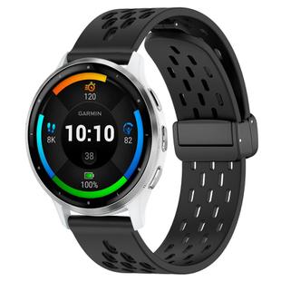 For Garmin Venu 3 22mm Folding Magnetic Clasp Silicone Watch Band(Black)