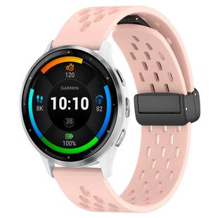 For Garmin Venu 3 22mm Folding Magnetic Clasp Silicone Watch Band(Pink)