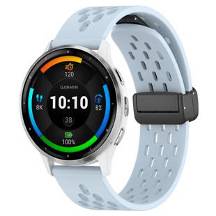 For Garmin Venu 3 22mm Folding Magnetic Clasp Silicone Watch Band(Light Blue)