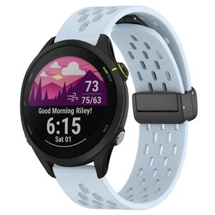 For Garmin Forerunner 255 22mm Folding Magnetic Clasp Silicone Watch Band(Light Blue)