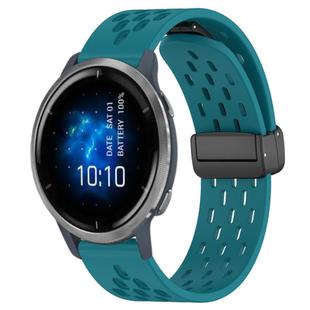 For Garmin Venu 2 22mm Folding Magnetic Clasp Silicone Watch Band(Hidden Green)