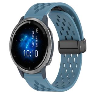 For Garmin Venu 2 22mm Folding Magnetic Clasp Silicone Watch Band(Blue)