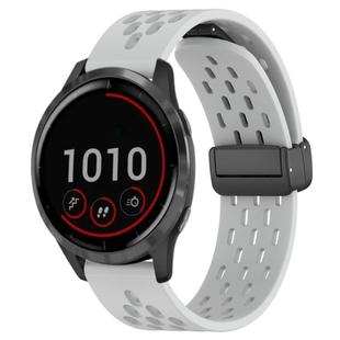 For Garmin Vivoactive 4 22mm Folding Magnetic Clasp Silicone Watch Band(Light Grey)