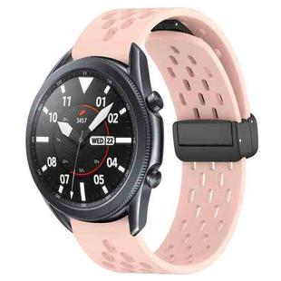 For Samsung Galaxy Watch3 45mm 22mm Folding Magnetic Clasp Silicone Watch Band(Pink)