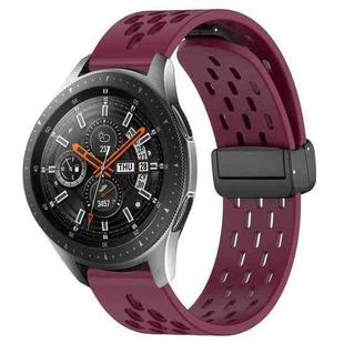 For Samsung Galaxy Watch 46mm 22mm Folding Magnetic Clasp Silicone Watch Band(Wine Red)