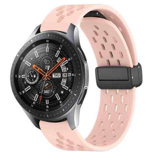 For Samsung Galaxy Watch 46mm 22mm Folding Magnetic Clasp Silicone Watch Band(Pink)