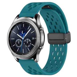 For Samsung Gear S3 Classic 22mm Folding Magnetic Clasp Silicone Watch Band(Hidden Green)