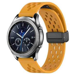 For Samsung Gear S3 Classic 22mm Folding Magnetic Clasp Silicone Watch Band(Yellow)