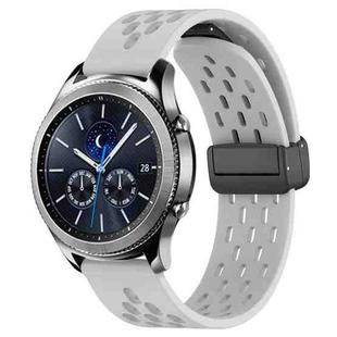 For Samsung Gear S3 Classic 22mm Folding Magnetic Clasp Silicone Watch Band(Light Grey)