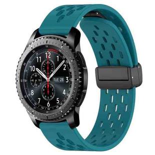 For Samsung Gear S3 Frontier 22mm Folding Magnetic Clasp Silicone Watch Band(Hidden Green)