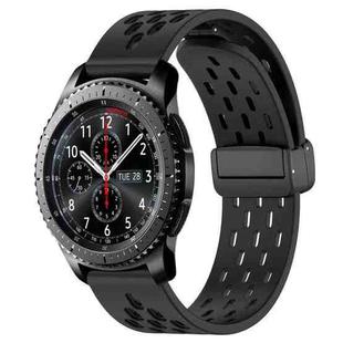 For Samsung Gear S3 Frontier 22mm Folding Magnetic Clasp Silicone Watch Band(Black)