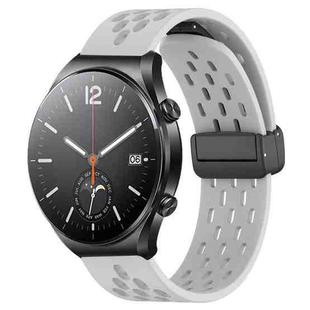 For Xiaomi MI Watch S1 22mm Folding Magnetic Clasp Silicone Watch Band(Light Grey)