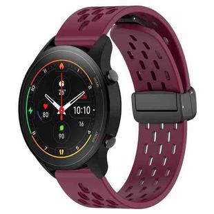 For Xiaomi MI Watch S1 Pro 22mm Folding Magnetic Clasp Silicone Watch Band(Wine Red)