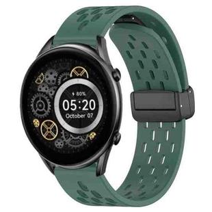 For Xiaomi Haylou RT2 LS10 22mm Folding Magnetic Clasp Silicone Watch Band(Dark Green)