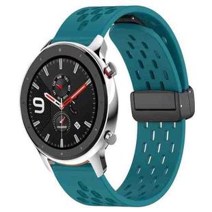 For Amazfit GTR 4 22mm Folding Magnetic Clasp Silicone Watch Band(Hidden Green)