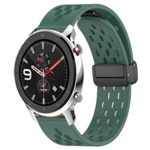 For Amazfit GTR 4 Pro 22mm Folding Magnetic Clasp Silicone Watch Band(Dark Green)