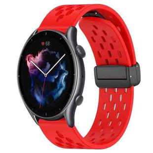 For Amazfit GTR 3 Pro 22mm Folding Magnetic Clasp Silicone Watch Band(Red)