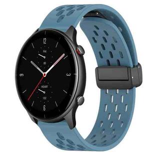For Amazfit GTR 2e 22mm Folding Magnetic Clasp Silicone Watch Band(Blue)