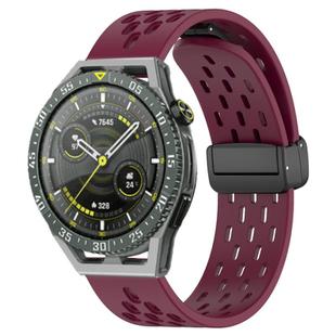 For Huawei Watch GT3 SE 22mm Folding Magnetic Clasp Silicone Watch Band(Wine Red)