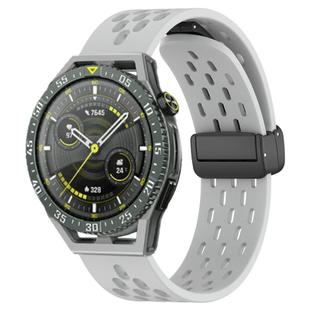 For Huawei Watch GT3 SE 22mm Folding Magnetic Clasp Silicone Watch Band(Light Grey)