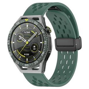 For Huawei Watch GT3 SE 22mm Folding Magnetic Clasp Silicone Watch Band(Dark Green)