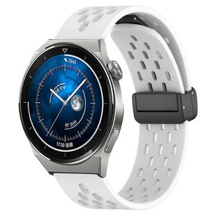 For Huawei Watch GT3 Pro 46mm 22mm Folding Magnetic Clasp Silicone Watch Band(White)
