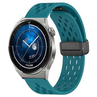 For Huawei Watch GT3 Pro 46mm 22mm Folding Magnetic Clasp Silicone Watch Band(Hidden Green)