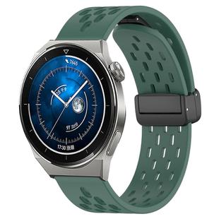 For Huawei Watch GT3 Pro 46mm 22mm Folding Magnetic Clasp Silicone Watch Band(Dark Green)