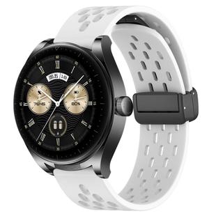 For Huawei Watch Buds 22mm Folding Magnetic Clasp Silicone Watch Band(White)