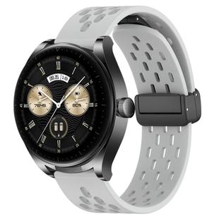 For Huawei Watch Buds 22mm Folding Magnetic Clasp Silicone Watch Band(Light Grey)