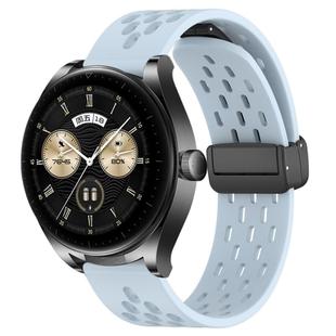 For Huawei Watch Buds 22mm Folding Magnetic Clasp Silicone Watch Band(Light Blue)