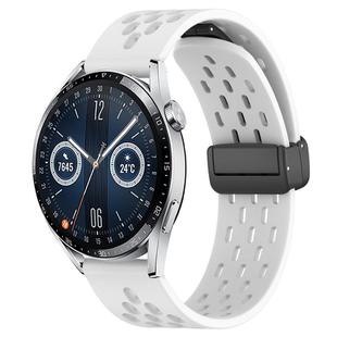 For Huawei Watch GT3 46mm 22mm Folding Magnetic Clasp Silicone Watch Band(White)