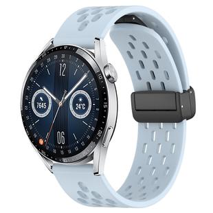 For Huawei Watch GT3 46mm 22mm Folding Magnetic Clasp Silicone Watch Band(Light Blue)