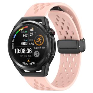 For Huawei Watch GT Runner 22mm Folding Magnetic Clasp Silicone Watch Band(Pink)
