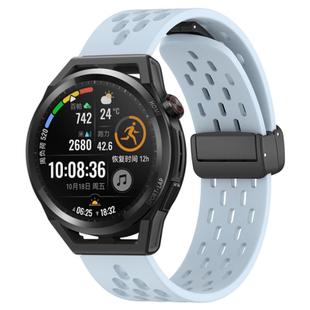 For Huawei Watch GT Runner 22mm Folding Magnetic Clasp Silicone Watch Band(Light Blue)