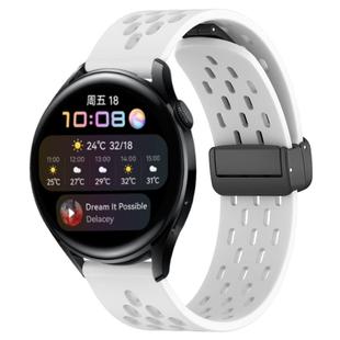 For Huawei Watch 3 22mm Folding Magnetic Clasp Silicone Watch Band(White)