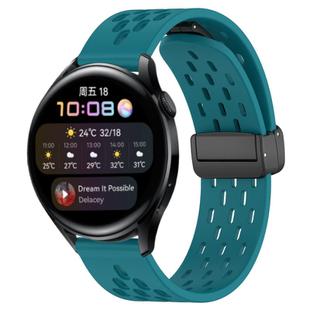 For Huawei Watch 3 22mm Folding Magnetic Clasp Silicone Watch Band(Hidden Green)