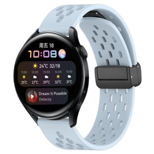 For Huawei Watch 3 22mm Folding Magnetic Clasp Silicone Watch Band(Light Blue)