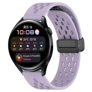 For Huawei Watch 3 22mm Folding Magnetic Clasp Silicone Watch Band(Purple)