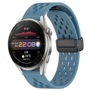 For Huawei Watch 3 Pro 22mm Folding Magnetic Clasp Silicone Watch Band(Blue)