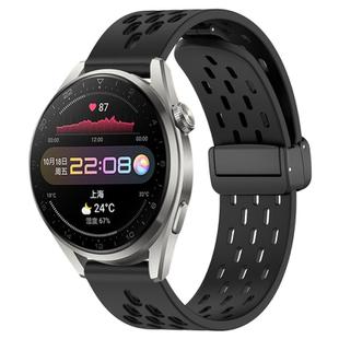 For Huawei Watch 3 Pro 22mm Folding Magnetic Clasp Silicone Watch Band(Black)