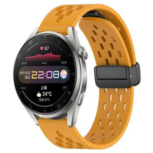 For Huawei Watch 3 Pro 22mm Folding Magnetic Clasp Silicone Watch Band(Yellow)