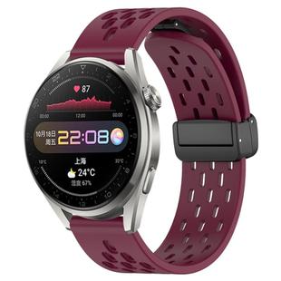 For Huawei Watch 3 Pro 22mm Folding Magnetic Clasp Silicone Watch Band(Wine Red)