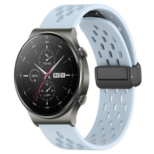 For Huawei GT2 Pro 22mm Folding Magnetic Clasp Silicone Watch Band(Light Blue)