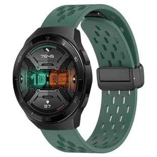 For Huawei Watch GT 2E 22mm Folding Magnetic Clasp Silicone Watch Band(Dark Green)