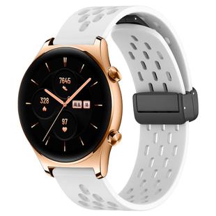 For Honor Watch GS 3 22mm Folding Magnetic Clasp Silicone Watch Band(White)